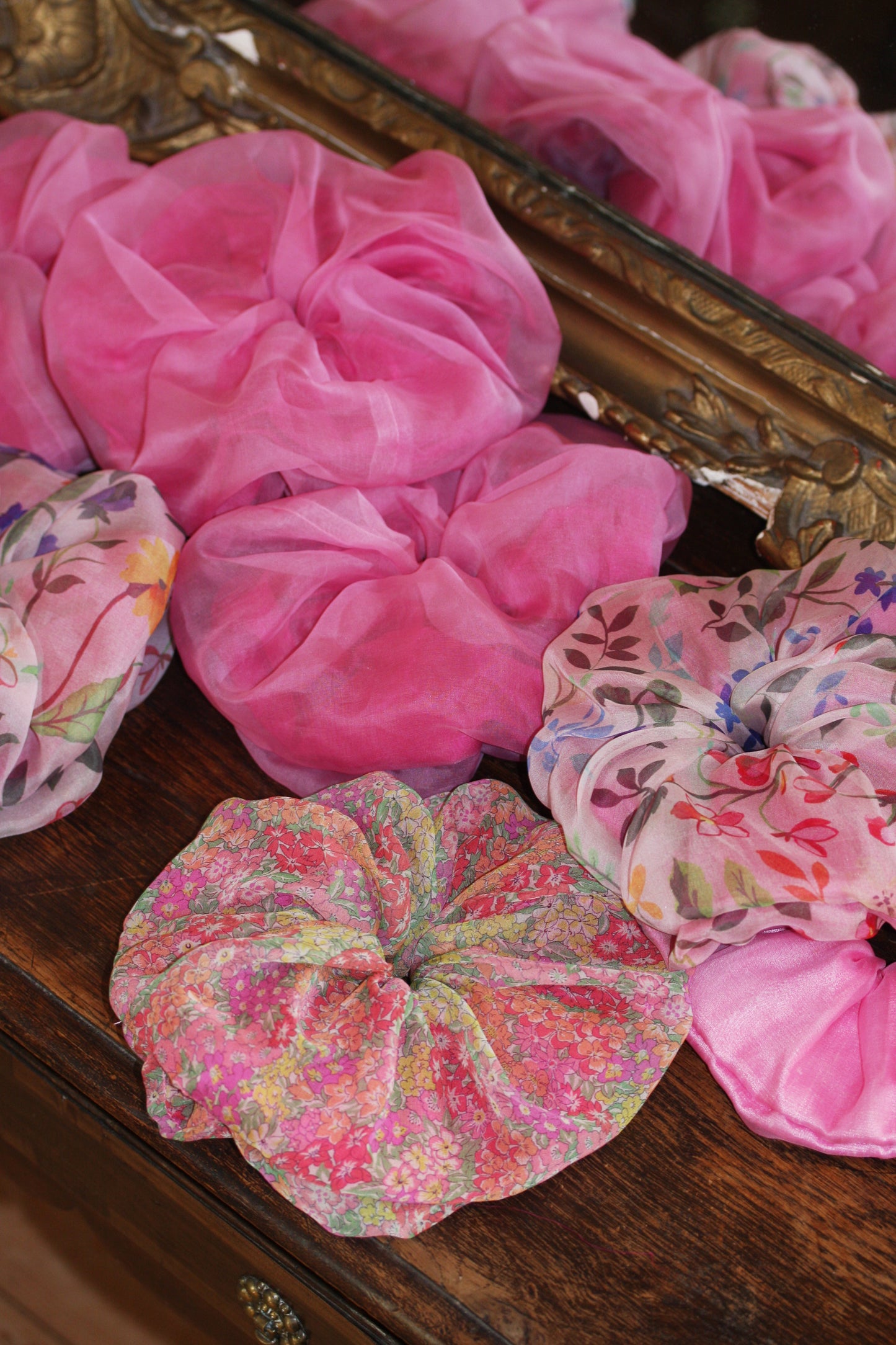 Double Layer Scrunchies in Silk Dupion & Organza