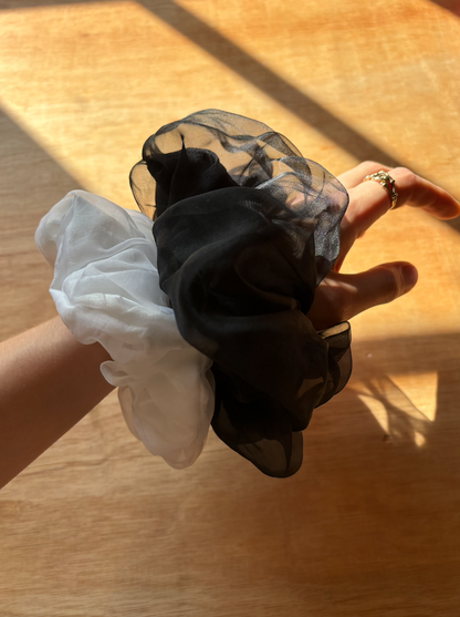 Double Layer Scrunchies in Silk Dupion & Organza